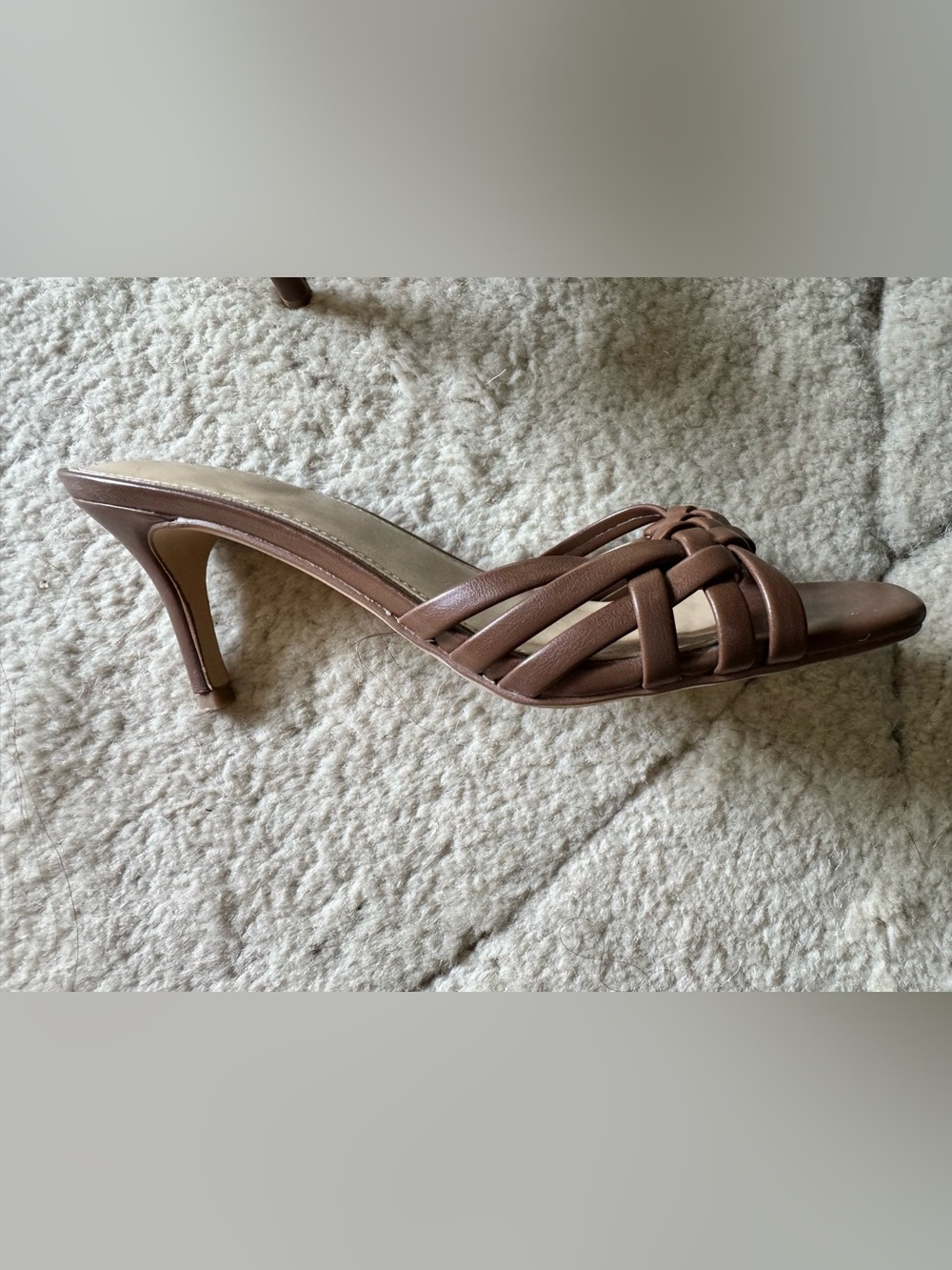 Calvin Klein Wendine Woven Dress Sandals Strappy Mid-Heel Mule 7.5